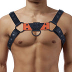Mens Leather Bulldog Chest Harness - Orange