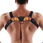Mens Leather Bulldog Chest Harness - Orange