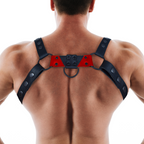 Mens Leather Bulldog Chest Harness - Red