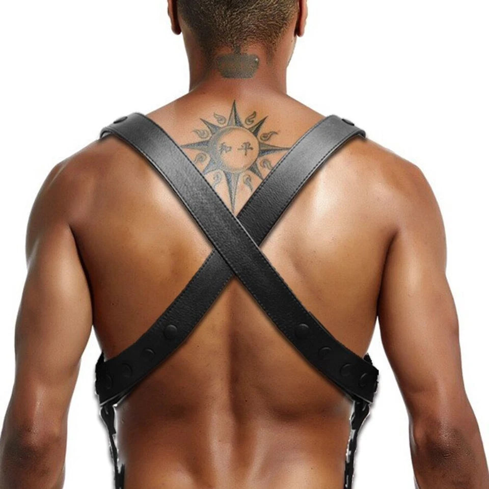 Mens Leather Bulldog Chest Harness - Green